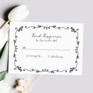 Sweet Whimsical Handwritten Illustrated Wedding RSVP Card