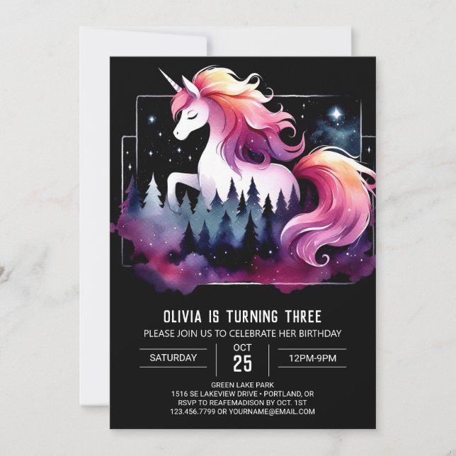 Sweet Whimsical Horse Birthday Invitation (Front)
