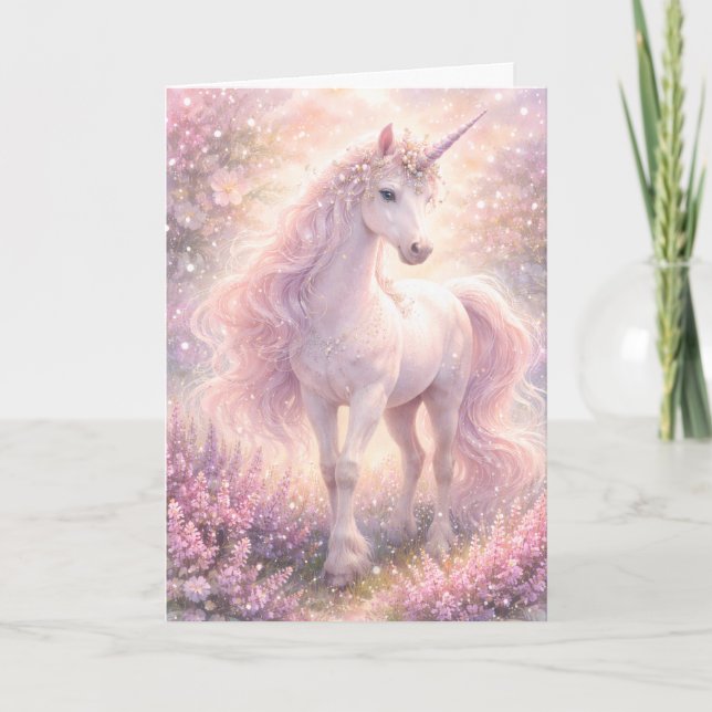 Sweet Whimsical pastel Unicorn Card (Front)