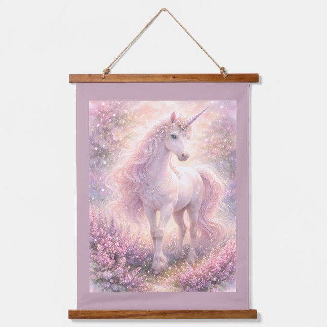 Sweet Whimsical pastel Unicorn Hanging Tapestry (Front)