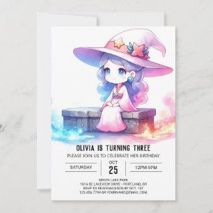 Sweet Whimsical Wizard Birthday Invitation
