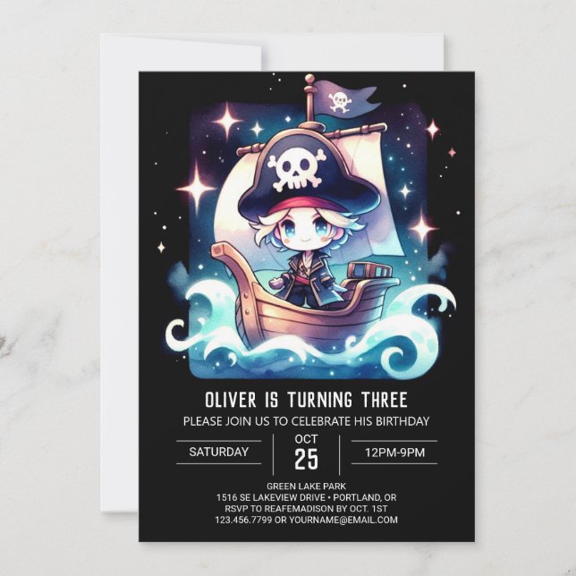 Sweet Whimsy Pirate Birthday Invitation (Front)