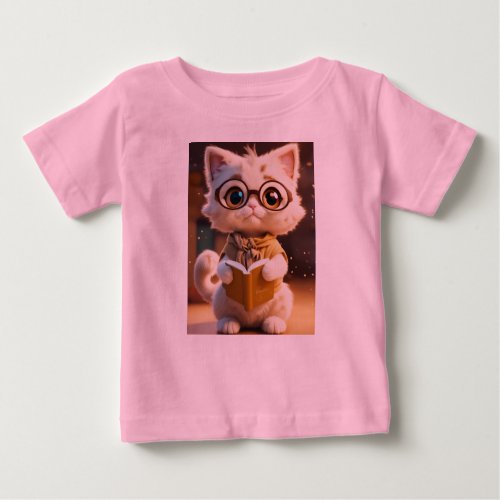  Sweet Whiskers Adorable Cat Illustration Baby T_Shirt