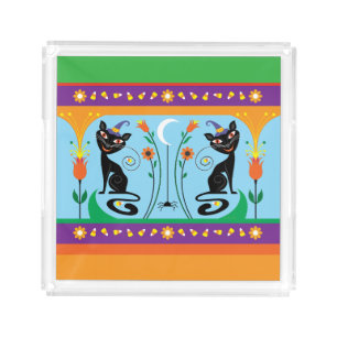 Sweet Whiskers and Spooky Blooms Acrylic Tray