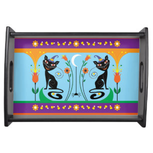 Sweet Whiskers and Spooky Blooms Serving Tray