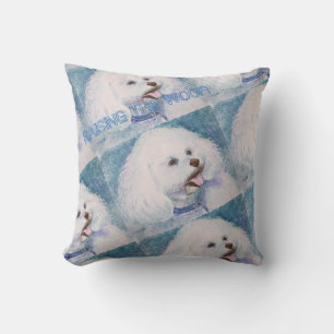 SWEET WHITE BICHON FRISE THROW PILLOW