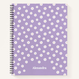 Sweet White Daisies Floral Pattern Personalized Notebook