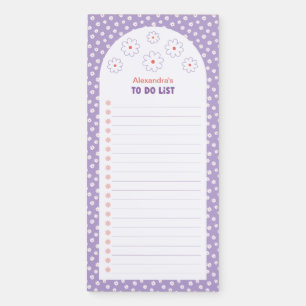 Sweet White Daisies Floral Pattern To Do List Magnetic Notepad