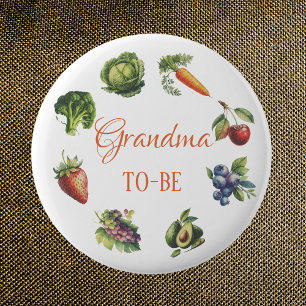Sweet White Garden Grandma to Be Baby Shower Button