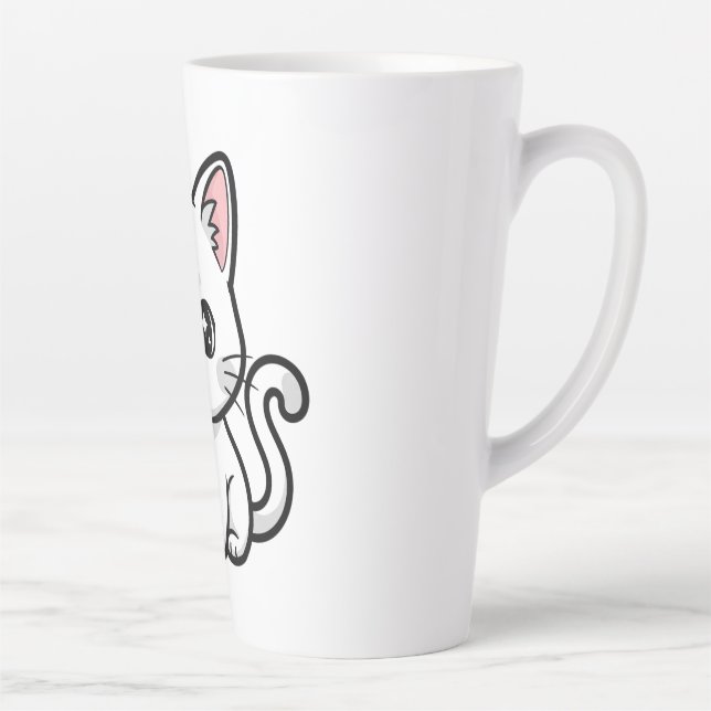 Sweet White Kitten Latte Mug (Right)