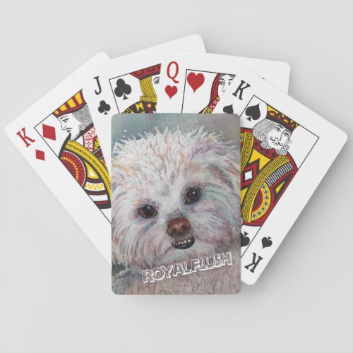 SWEET WHITE MALTESE YORKIE MIX PLAYING CARDS