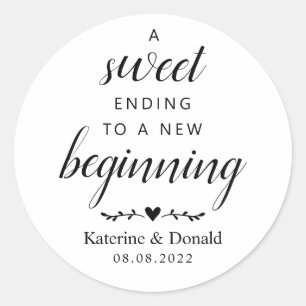 Sweet White Script Wedding Favor Seal