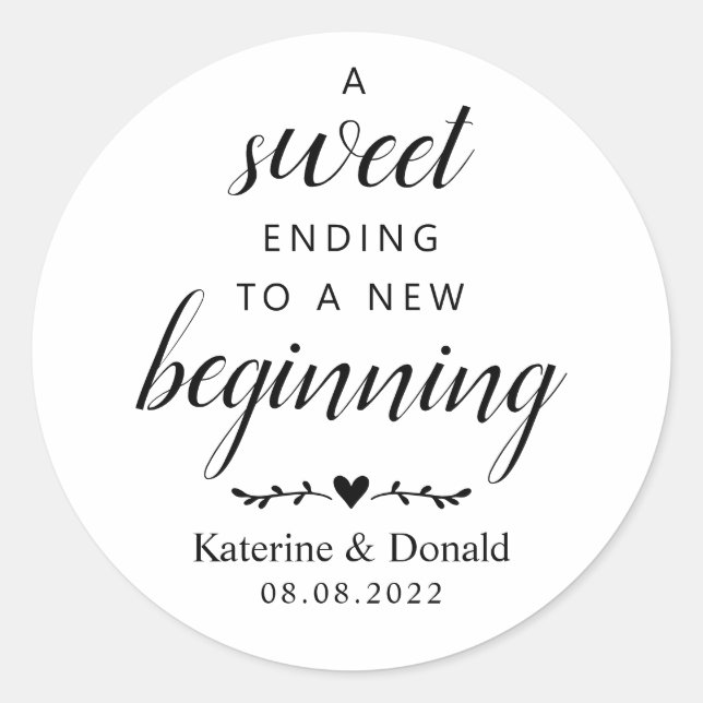 Sweet White Script Wedding Favor Seal (Front)