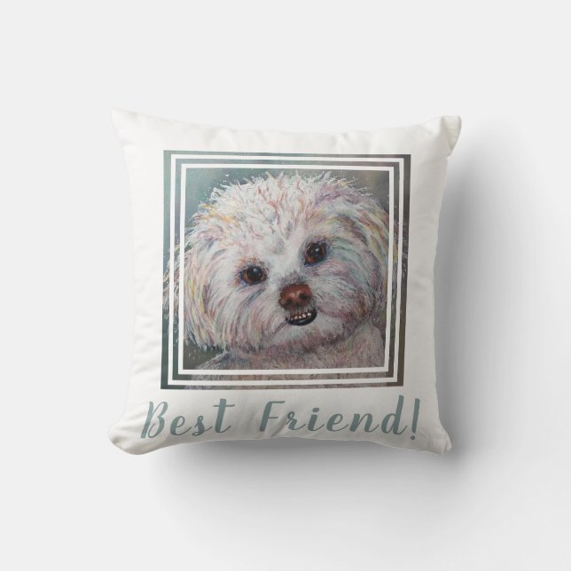 Sweet White Shih Tzu Mix Throw Pillow (Front)