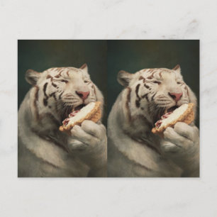 Sweet White Tiger Postcard – Whimsical Art