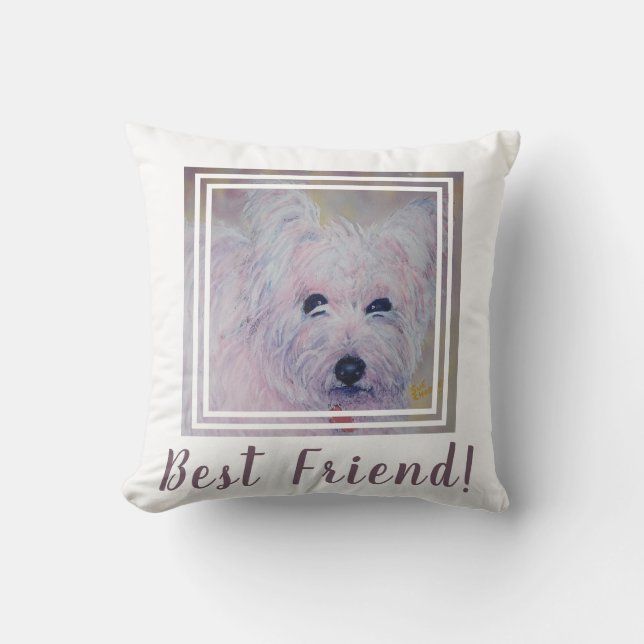 Sweet White Westie Throw Pillow (Front)
