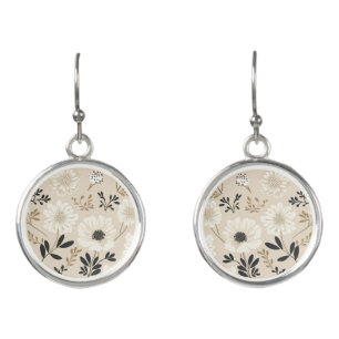 Sweet white wildflowers flowers earrings