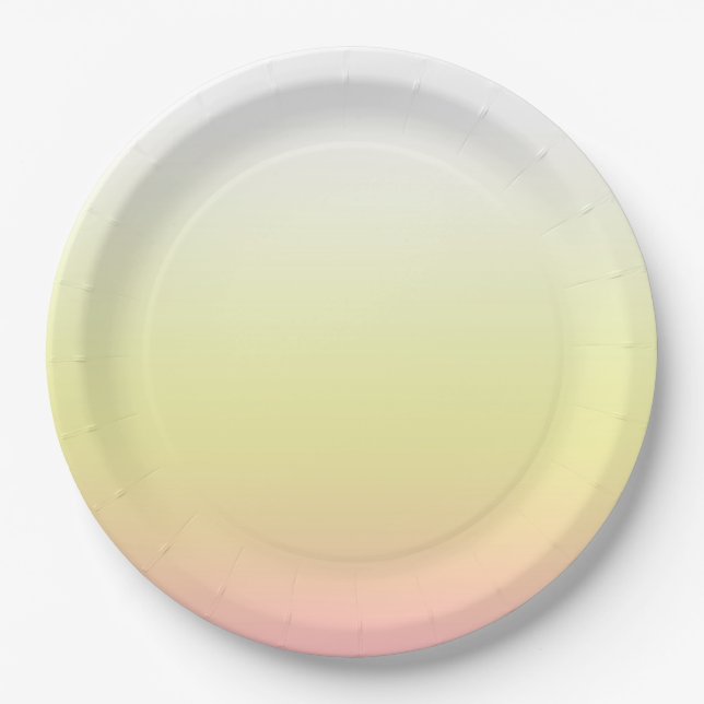 Sweet White Yellow Pink Gradient Ombre  Paper Plates (Front)