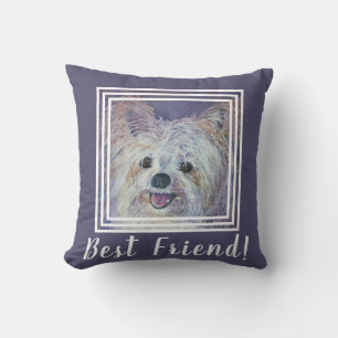 Sweet White Yorkie Mix Throw Pillow
