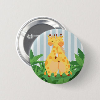 Sweet Wild Giraffe Twins Safari Jungle Double Hugs Button