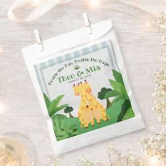 Sweet Wild Giraffe Twins Safari Jungle Double Hugs Favor Bag