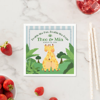 Sweet Wild Giraffe Twins Safari Jungle Double Hugs Napkins