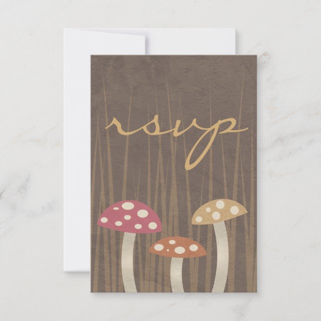 Sweet Wild Mushroom Wedding RSVP Reply Card (Front)