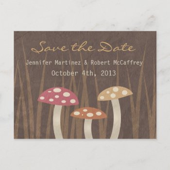 Sweet Wild Mushroom Wedding Save The Date Postcard by youreinvited at Zazzle