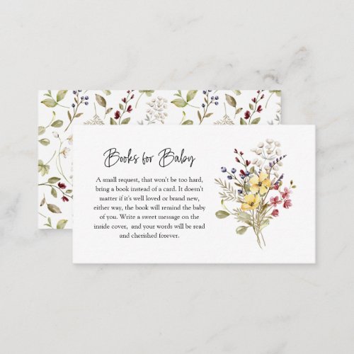 Sweet Wildflower Baby Shower Books for Baby Enclosure Card