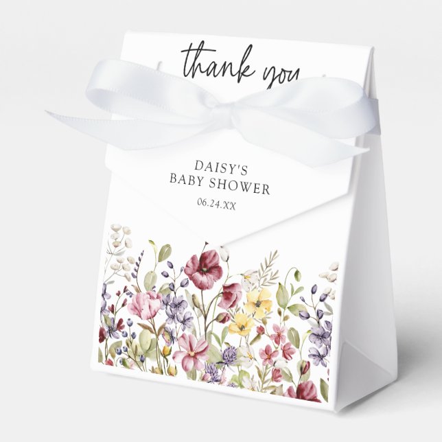Sweet Wildflower Baby Shower Favor Boxes (Front Side)