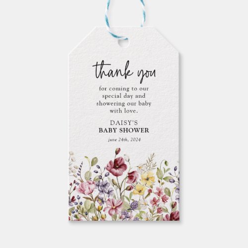 Sweet Wildflower Baby Shower Gift Tags