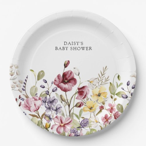 Sweet Wildflower Baby Shower Paper Plates