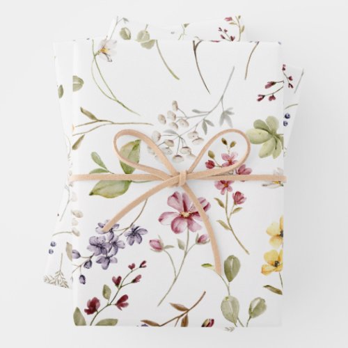 Sweet Wildflower Baby Shower Wrapping Paper Sheets