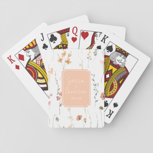 Sweet Wildflower Pattern Wedding Peach ID1023 Playing Cards