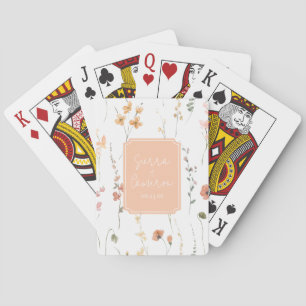Sweet Wildflower Pattern Wedding Peach ID1023 Poker Cards