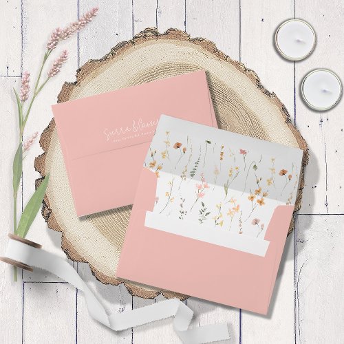 Sweet Wildflower Pattern Wedding Pink ID1023 Envelope