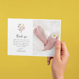 Sweet Wildflower Photo Baby Shower Thank You Card