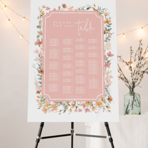 Sweet Wildflower Wedding Seating Pink ID1023 Foam Board