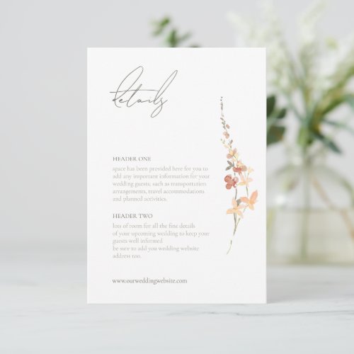 Sweet Wildflower Wedding Sunset ID1023 Enclosure Card
