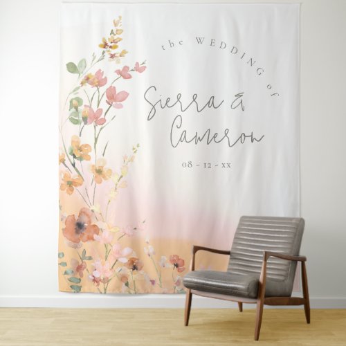Sweet Wildflower Wedding Sunset ID1023 Tapestry