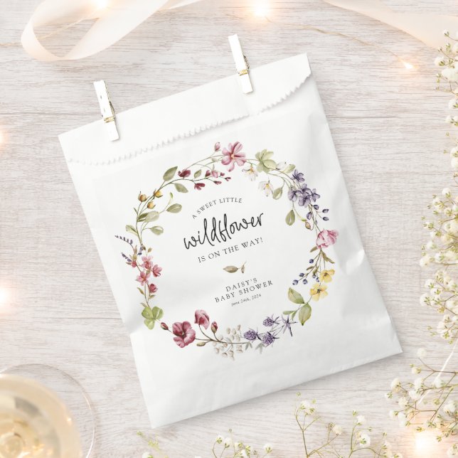 Sweet Wildflower Wreath Baby Shower Favor Bag (Clipped)