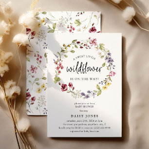 Sweet Wildflower Wreath Baby Shower Invitation
