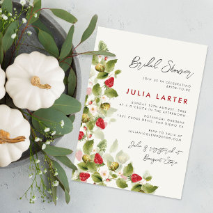 Sweet Wildflowers Strawberry Bridal Shower Invitation