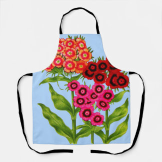 sweet william flowers print apron