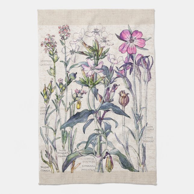 Sweet William Wildflowers Flowers Kitchen Towels (Vertical)