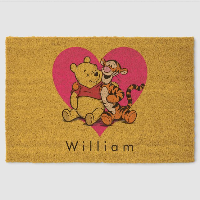 Sweet Winnie the Pooh & Tigger Fiber Doormat (Front)