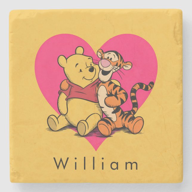 Sweet Winnie the Pooh & Tigger Stone Coaster (Front)
