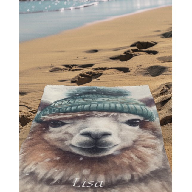 Sweet Winter Alpaca, custom Beach Towel (Creator Uploaded)