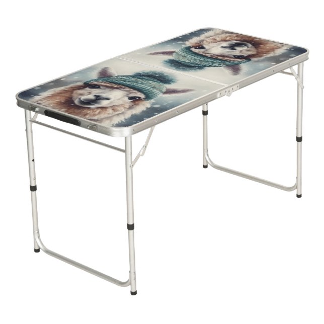 Sweet Winter Alpaca, custom Beer Pong Table (Angled)