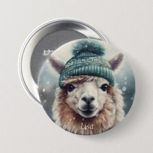Sweet Winter Alpaca, custom Button